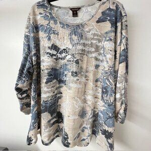 Multiples Womens Round Neck Tunic w/Sequined details on Décolletage Size 3X